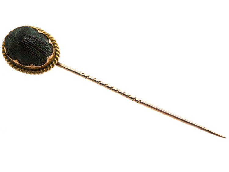 Victorian 9ct Gold & Scarab Beetle Tie Pin