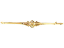 Art Deco 18ct Gold, Platinum & Diamond Bar Brooch