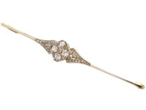 Art Deco 18ct Gold, Platinum & Diamond Bar Brooch