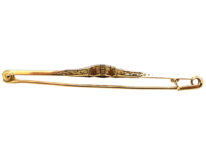 Art Deco 18ct Gold, Platinum & Diamond Bar Brooch