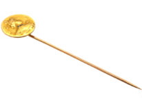 Art Nouveau 18ct Gold & Diamond Tie Pin of a Lady by Comte Prosper d' Epinay