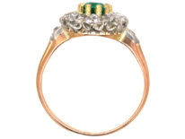 French 18ct Belle Epoque Emerald & Diamond Cluster Ring