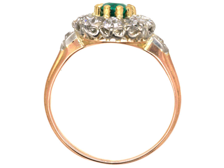 French 18ct Belle Epoque Emerald & Diamond Cluster Ring