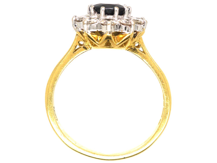 18ct Gold Sapphire & Diamond Oval Cluster Ring