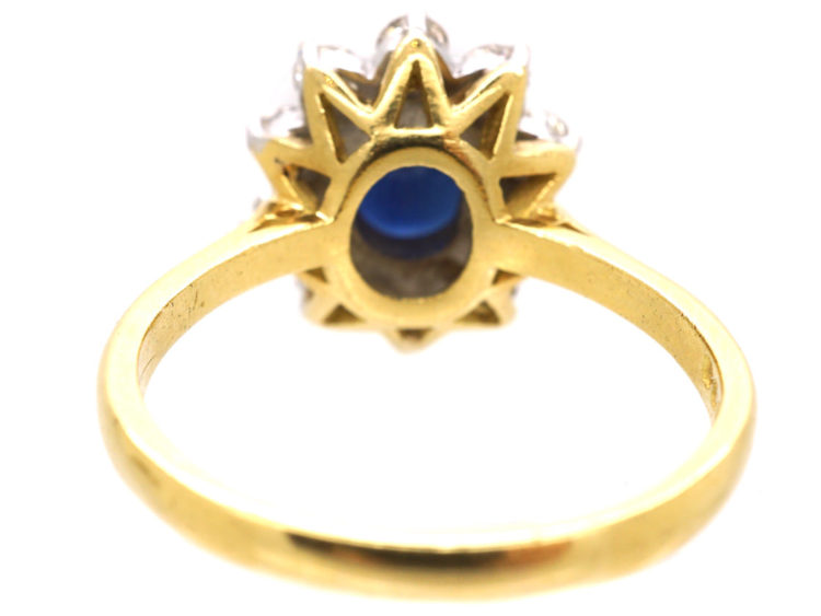 18ct Gold Sapphire & Diamond Oval Cluster Ring