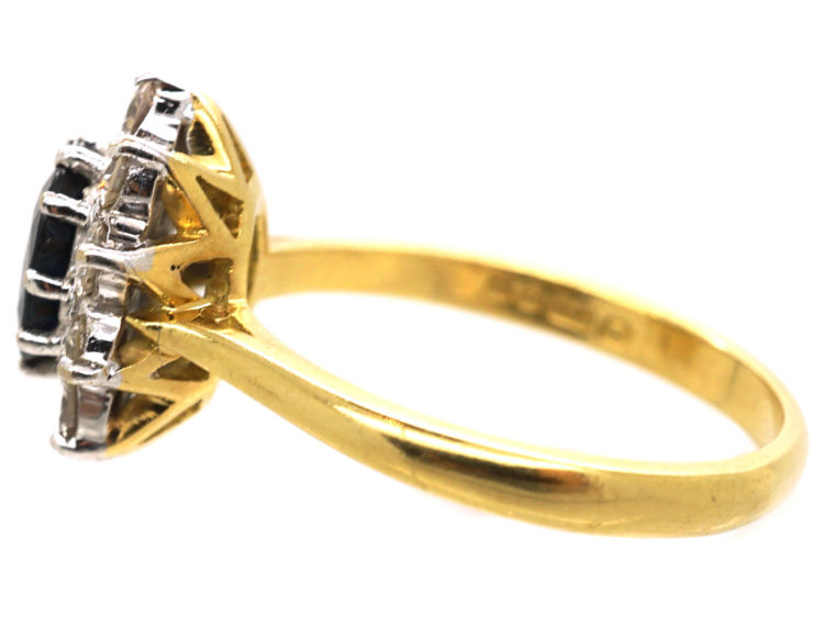 18ct Gold Sapphire & Diamond Oval Cluster Ring