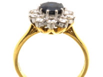 18ct Gold Sapphire & Diamond Oval Cluster Ring