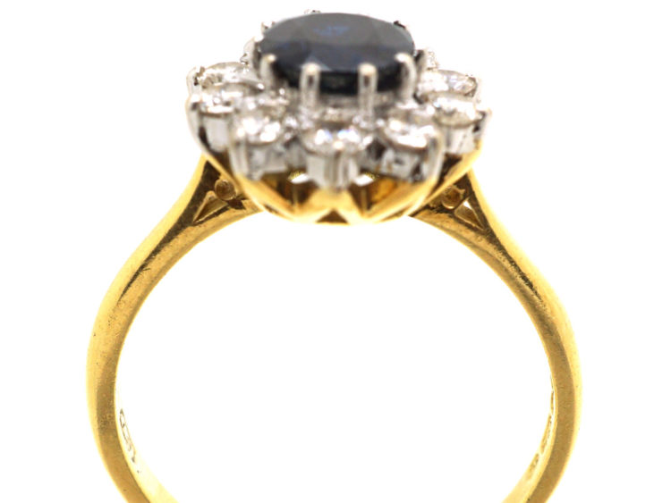 18ct Gold Sapphire & Diamond Oval Cluster Ring