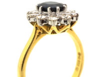 18ct Gold Sapphire & Diamond Oval Cluster Ring