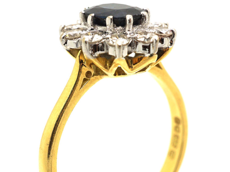 18ct Gold Sapphire & Diamond Oval Cluster Ring