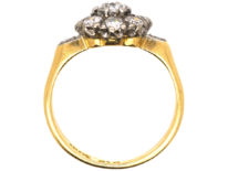 Edwardian 18ct Gold, Diamond Cluster Ring with Diamond Set Shoulders