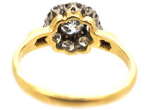 Edwardian 18ct Gold, Diamond Cluster Ring with Diamond Set Shoulders