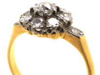 Edwardian 18ct Gold, Diamond Cluster Ring with Diamond Set Shoulders