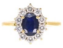 18ct Gold Sapphire & Diamond Oval Cluster Ring