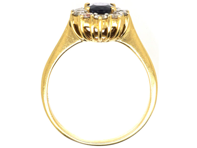 18ct Gold Sapphire & Diamond Oval Cluster Ring