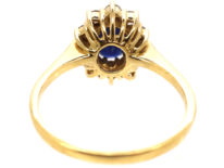 18ct Gold Sapphire & Diamond Oval Cluster Ring