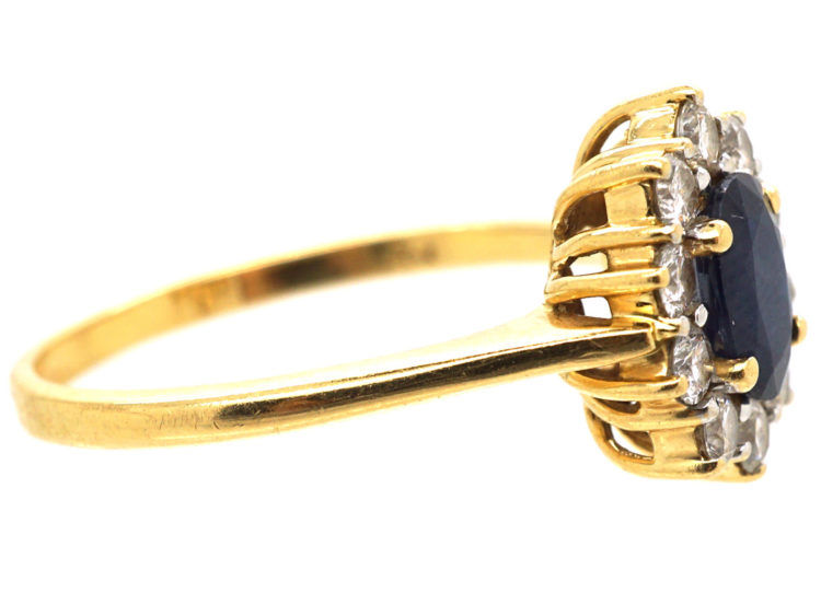 18ct Gold Sapphire & Diamond Oval Cluster Ring