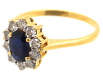 18ct Gold Sapphire & Diamond Oval Cluster Ring