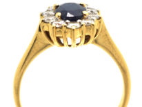18ct Gold Sapphire & Diamond Oval Cluster Ring