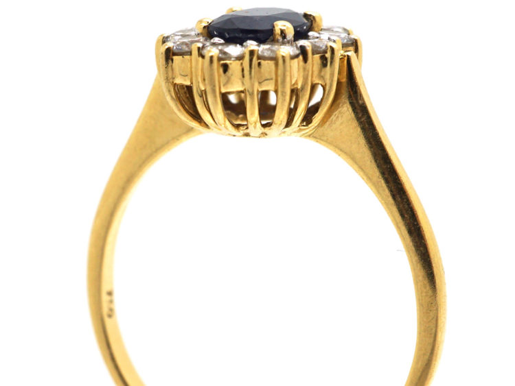 18ct Gold Sapphire & Diamond Oval Cluster Ring