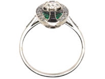 Art Deco Platinum, Emerald, Onyx & Diamond Oval Ring