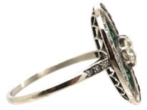Art Deco Platinum, Emerald, Onyx & Diamond Oval Ring