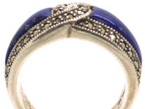 Silver, Lapis Lazuli & Marcasite Intertwined Design Ring