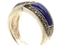 Silver, Lapis Lazuli & Marcasite Intertwined Design Ring