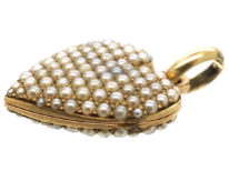 Edwardian 14ct Gold & natural Split Pearl double Sided Heart Shaped Locket
