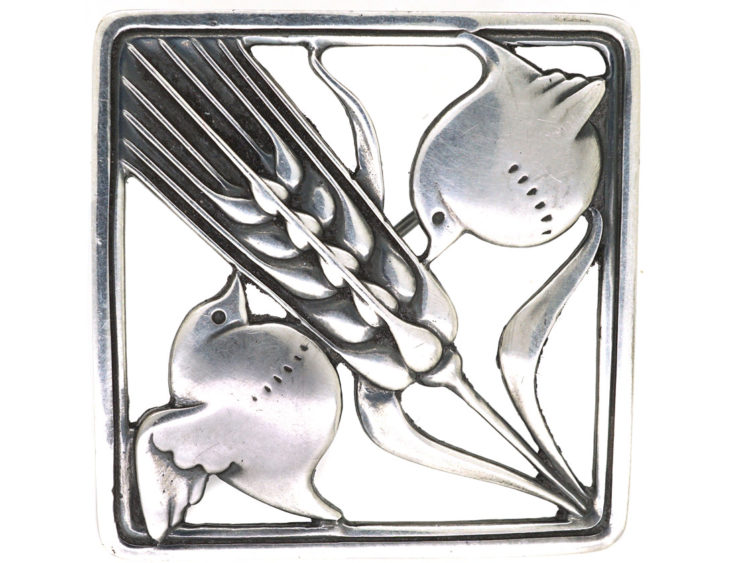 Retro Silver Wheat Sheaf Brooch by Arno Malinowski for Georg Jensen