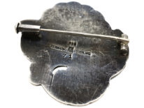 Silver & Coral Flower Brooch by Georg Jensen