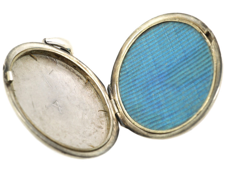 Victorian Large Oval Silver Locket with Vine Leaf & Grape design