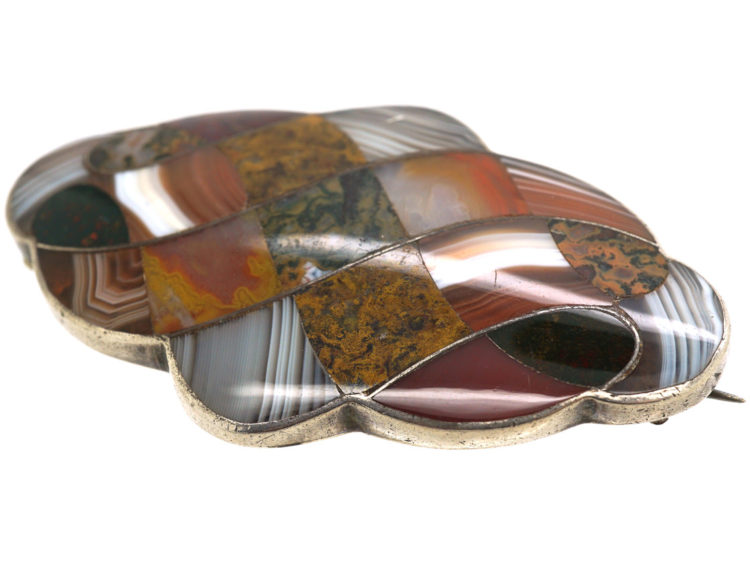 Victorian Scottish Silver & Interwoven Agate Brooch