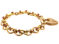 Edwardian 15ct Gold Ruby & Diamond Figure of Eight Bracelet