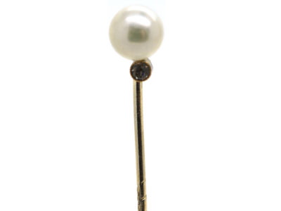 Edwardian Diamond & Pearl Tie Pin