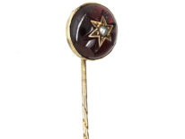 Victorian Cabochon Garnet & Natural Split Pearl Tie Pin