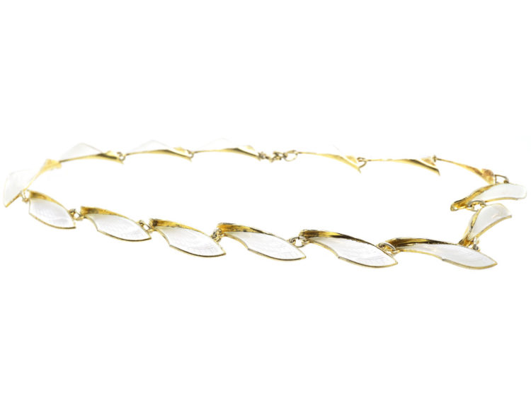 Silver Gilt & White Enamel Necklace by Albert T Scharning