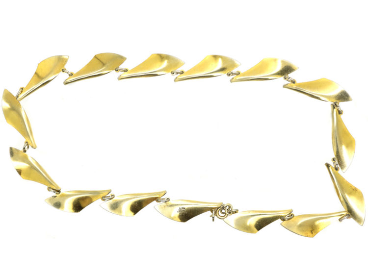 Silver Gilt & White Enamel Necklace by Albert T Scharning