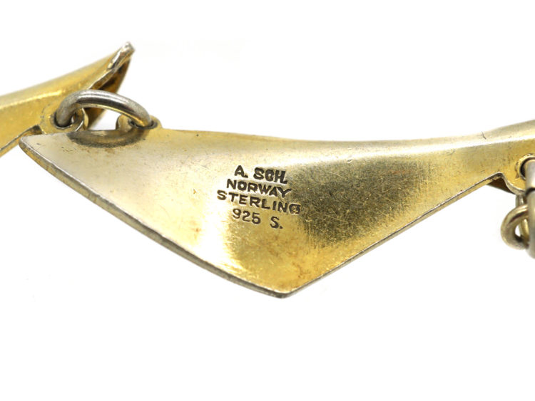 Silver Gilt & White Enamel Necklace by Albert T Scharning