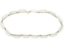 Silver Gilt & White Enamel Necklace by David Andersen