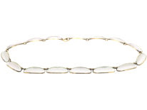 Silver Gilt & White Enamel Necklace by David Andersen