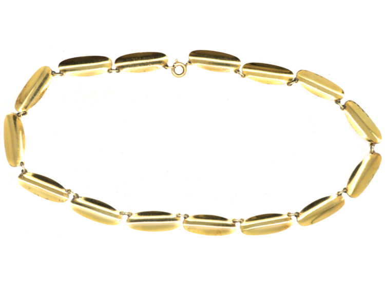 Silver Gilt & White Enamel Necklace by David Andersen