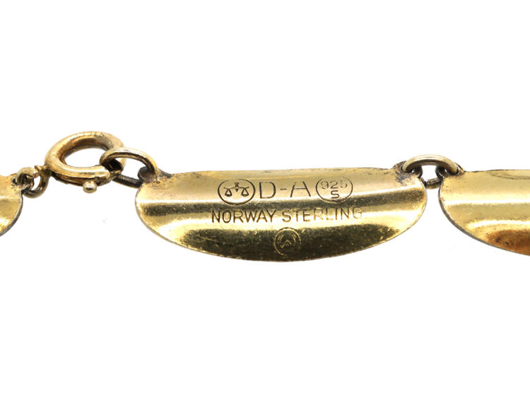 Silver Gilt & White Enamel Necklace by David Andersen