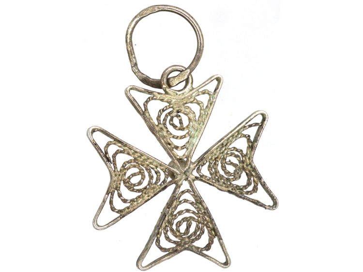 Silver Filigree Maltese Charm