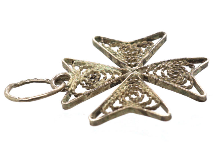 Silver Filigree Maltese Charm