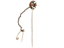 Edwardian Moon & Star Tie Pin set with Garnets