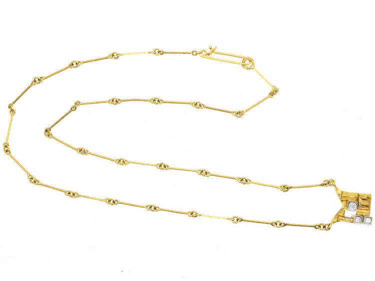 18ct Gold & Diamond Necklace by Bjorn Weckstromm for Lapponia