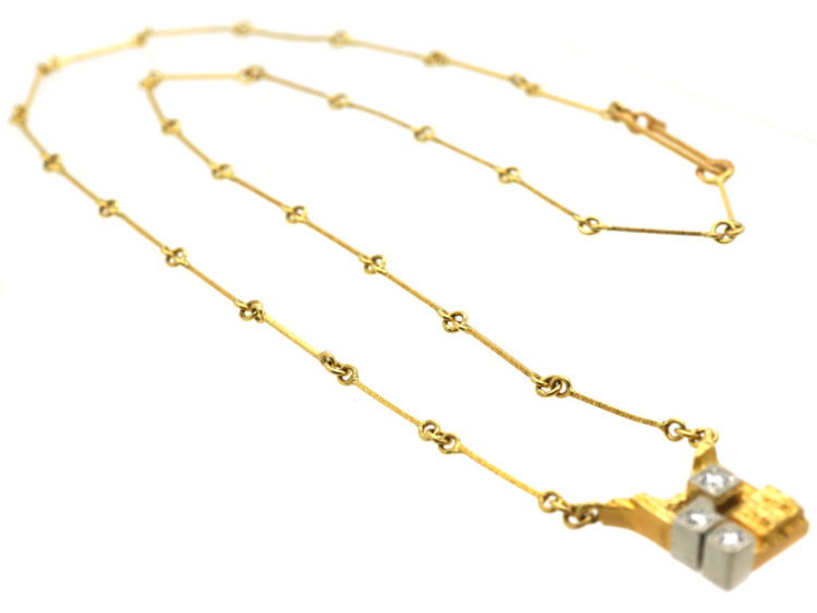 18ct Gold & Diamond Necklace by Bjorn Weckstromm for Lapponia
