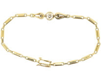 Art Deco 14ct Gold Bracelet set with Three Diamonds