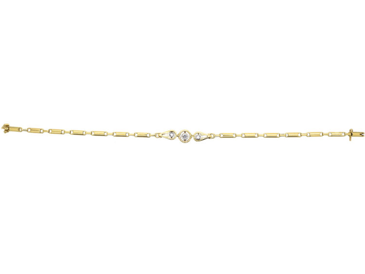 Art Deco 14ct Gold Bracelet set with Three Diamonds
